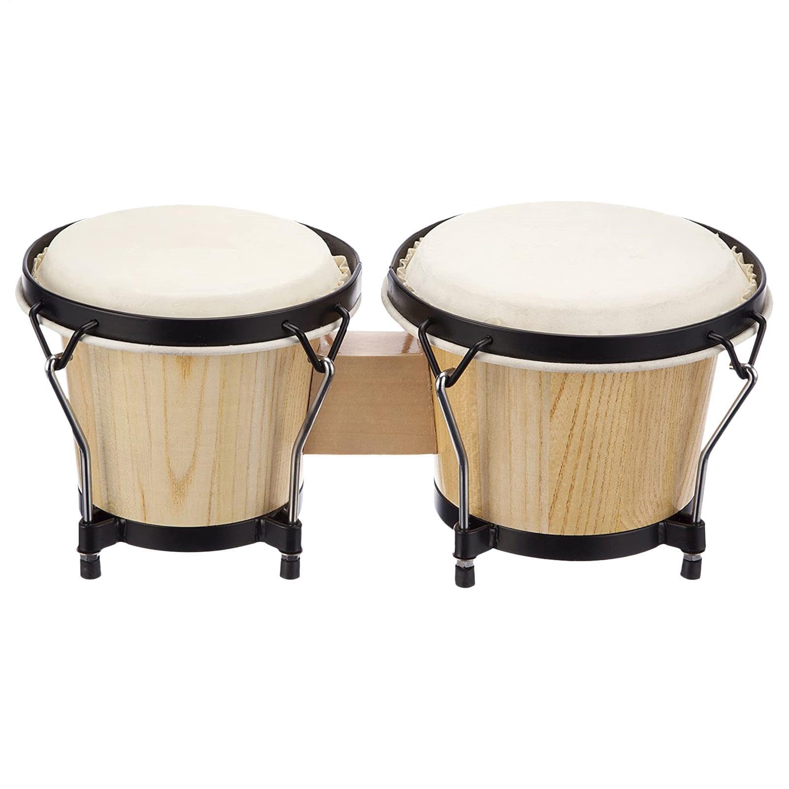Bongó para niños Instrumento Percusión Rítmico Educativo Tambor Madera | Bongos de Madera para Ritmo y Aprendizaje Musical Pequeño ligero portátil rítmico educativo juego bongó percusión f