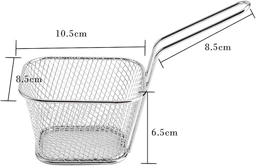 Miniatura 2 de 8 cestas cuadradas para freír, cesta de acero inoxidable para freidora profunda con mango de alambre, 4.1 x 3.3 x 2.6 pulgadas, cestas para servir