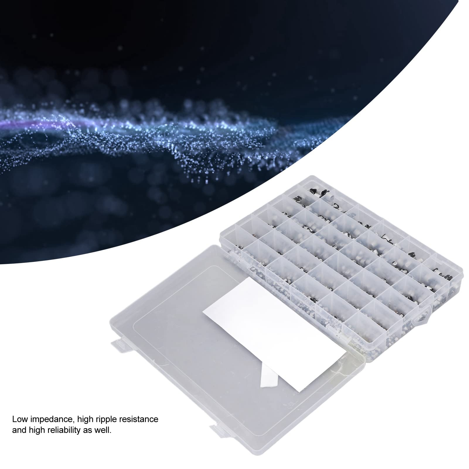 Juego de Condensadores Electrolíticos SMD de 1520 Piezas, 36 Valores, 1uF-1000uF, Aluminio, con Caja de Almacenamiento