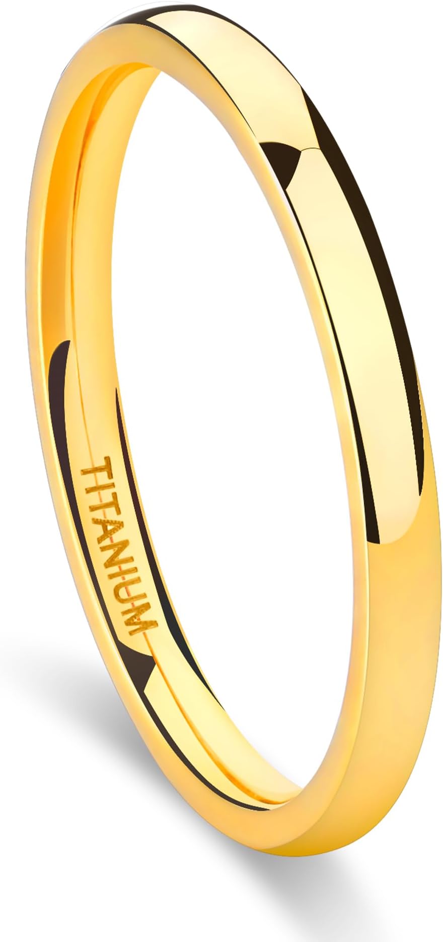 2mm 4mm 6mm Gold Titanium Ring Plain Dome High Polished Wedding Band Comfort Fit Size 3-13.5, 2mm, Size 4.5, 4.5, Titanium, No Gemstone
