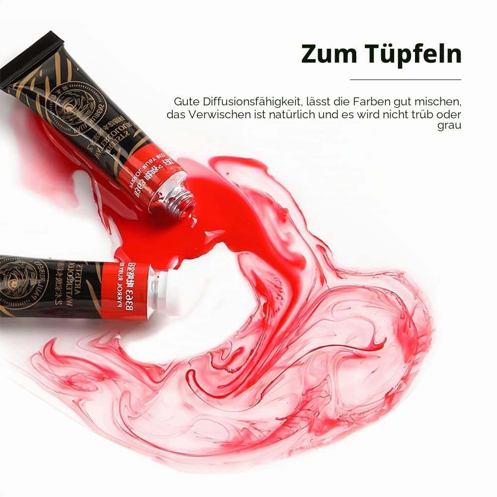 Paul Rubens Künstler-Aquarellfarben-Set, 36 x 5 ml, lebendige Farben, Aquarellröhrchen für professionelle Künstler und Hobbist, Kunstbedarf für Aquarellmalerei, Comic, Illustration, Dekoration