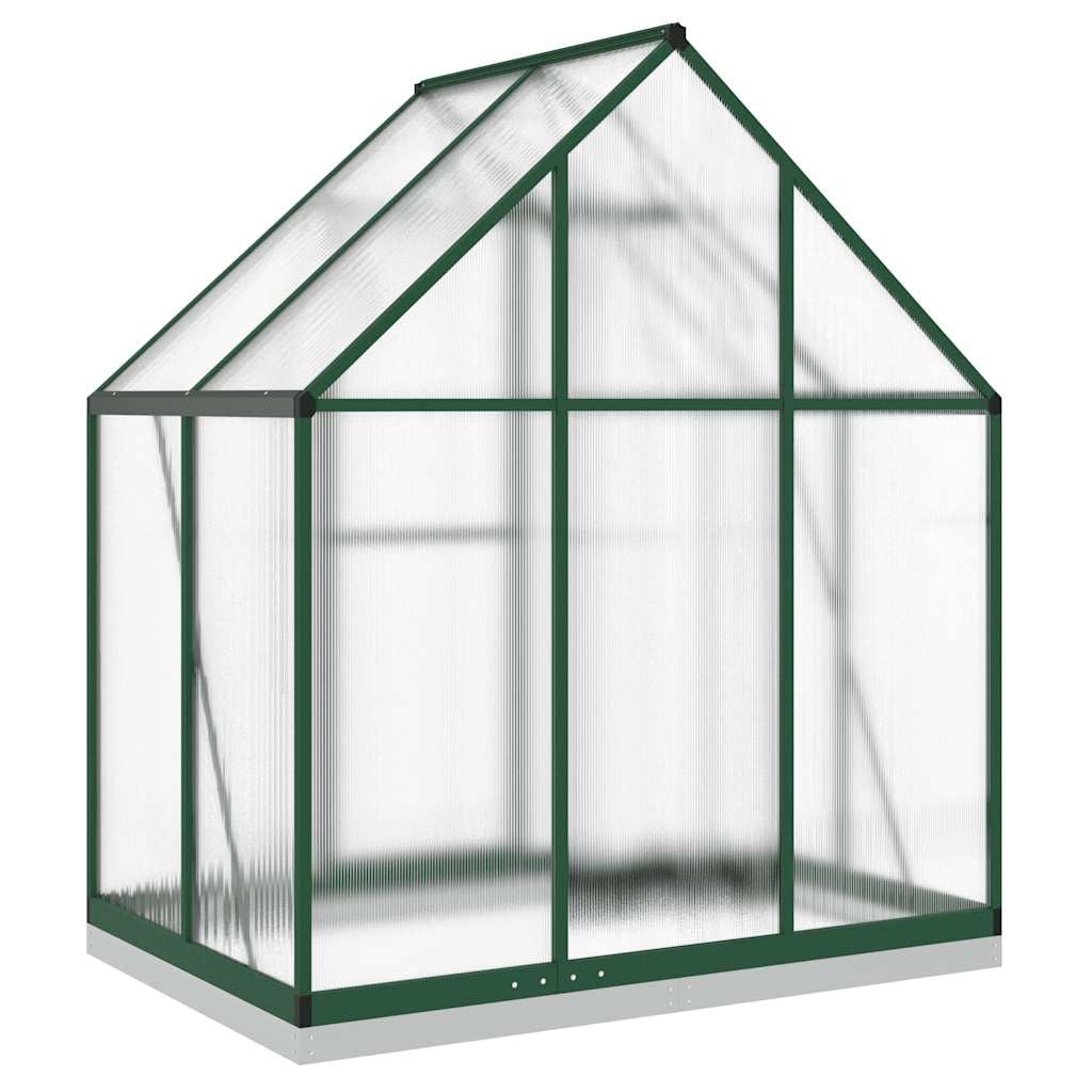 Refined Pflanzenhaus mit Dachrinnensystem Flügeltür Treibhaus für Pflanzen Frühbeet Gewächshaus mit Fundamentrahmen Grün 169x114x202 cm Aluminimum