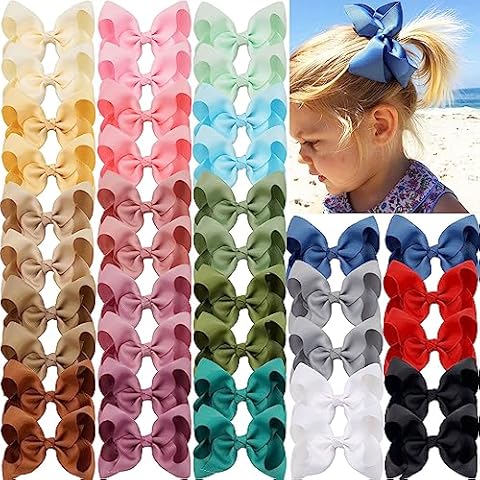 JOYOYO 40Pcs 4.5" Hair Bows Alligator Clips, Grosgrain Ribbon Girls Bows Clips Barrettes Hair Accessories for Baby Girls Toddlers Kids Teens (4.5inch,20 Colors in Pairs) Cover
