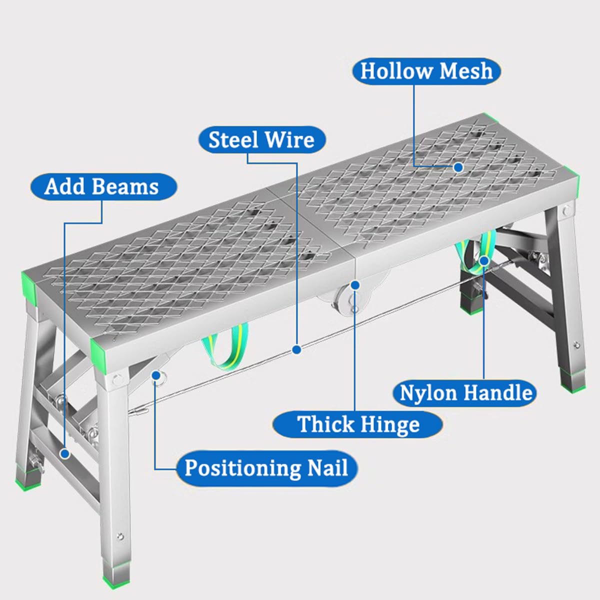 Equipo De Andamio Plegable - Andamio Portátil Plataforma De Trabajo Duradera Torre De Andamio Escalera Taburete Banco para Techo - Carga Máxima De 880 Libras, Altura Ajustable De 5 Engranaje