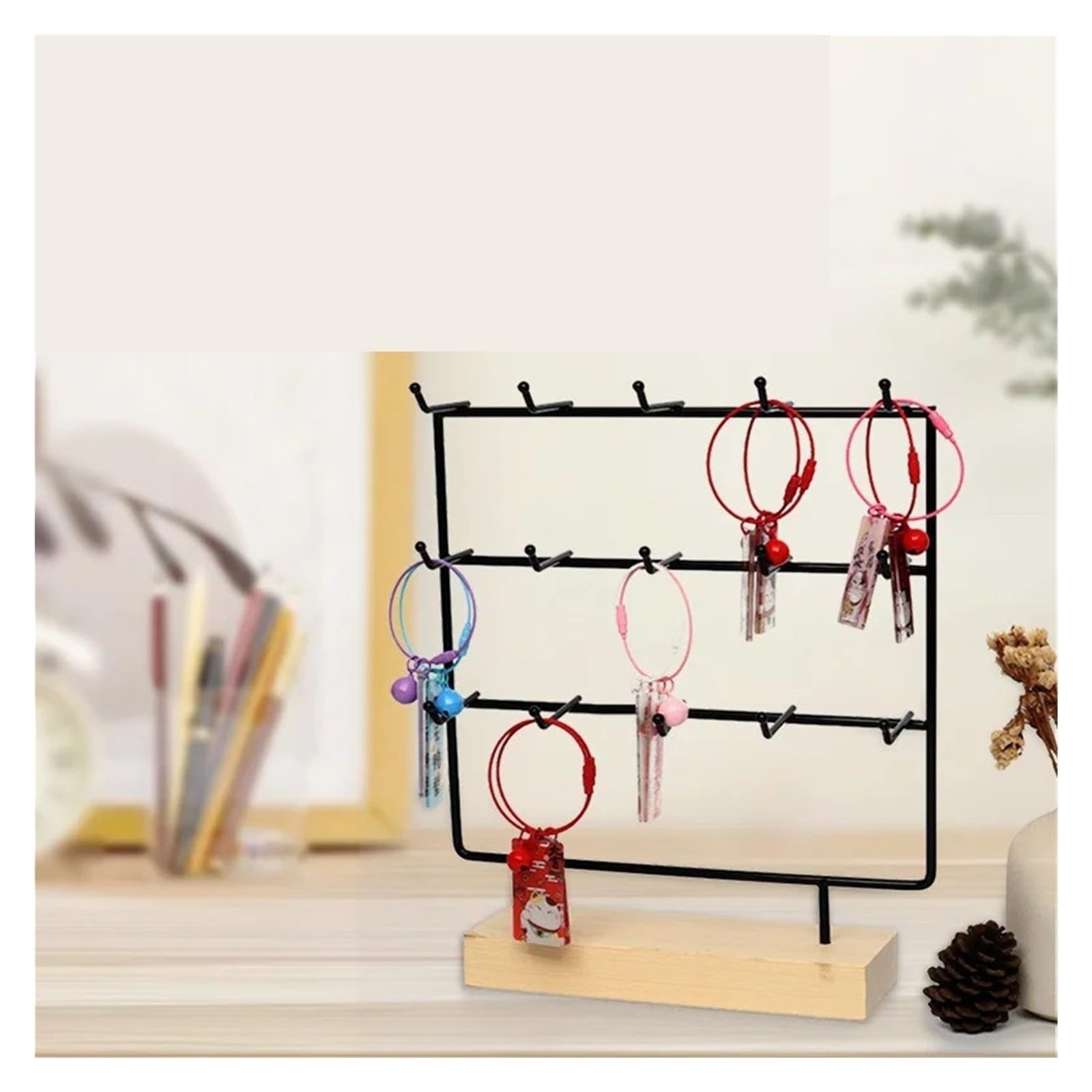 Présentoir à bijoux avec support for boucles d'oreilles à 10 crochets