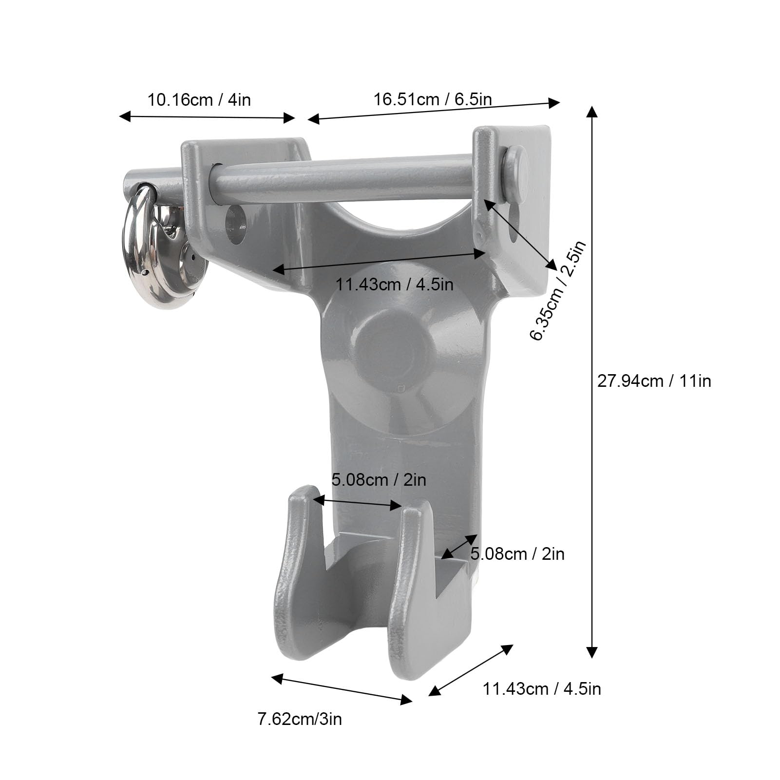 Blocco per gancio a collo d'oca in metallo resistente e antiruggine, regolabile a 2 perni, compatibile con attacchi da 2 516", ideale per caravan e rimorchi (Argento)
