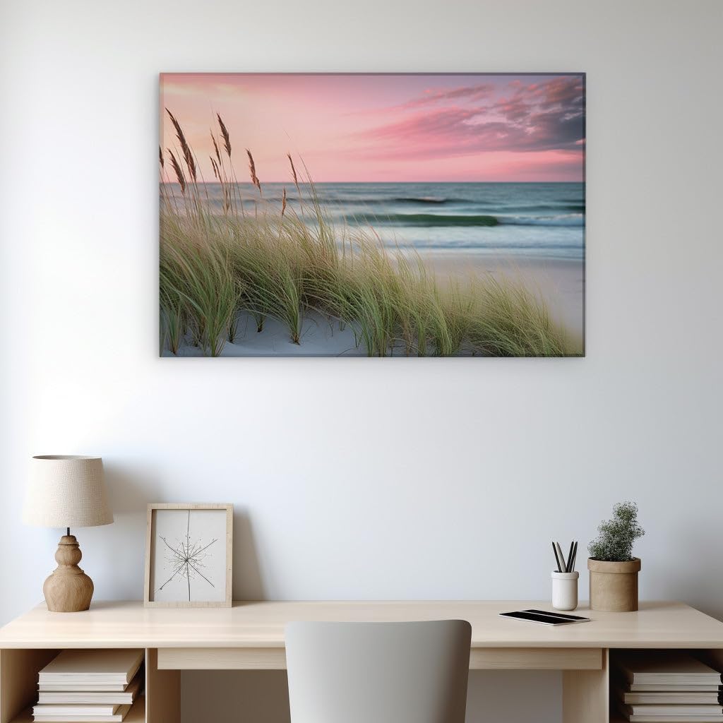 Canvas for Living Room. Sunset Serenity: Discover The Tranquil Beauty of a Beach at Twilight, 27 x 18 inch Canvas Wall Art - Contemporary Masterpieces - Modern Home Decor