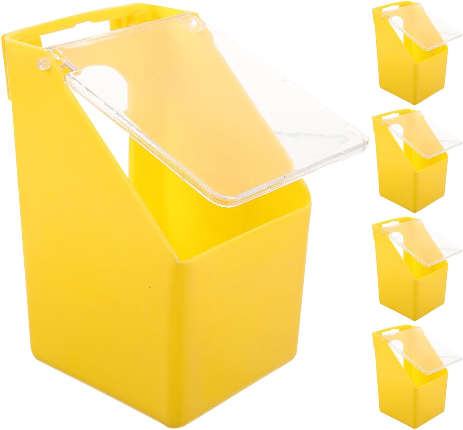 5pcs Single Hole Pigeon Cage Feeder with Lid – Plastic Hanging Bird Feeding Box for Parakeet Dove Quail – Indoor Pet Feeding and Watering Container
