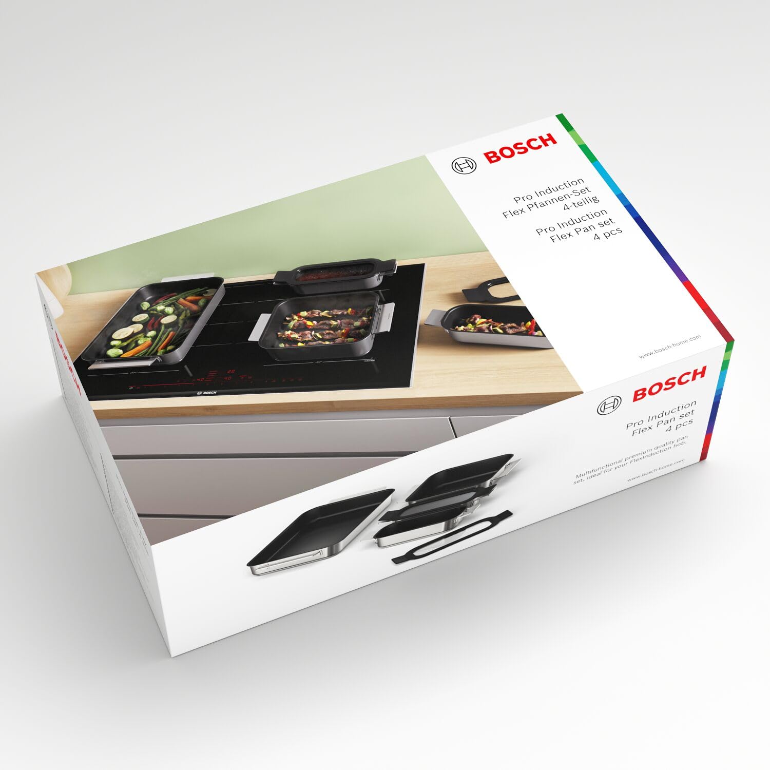 Bosch, Set de 4 recipientes para FlexInducción, HEZ9FF040 | Equipamiento completo para cocinar sin límites en tu zona de cocción flexible.