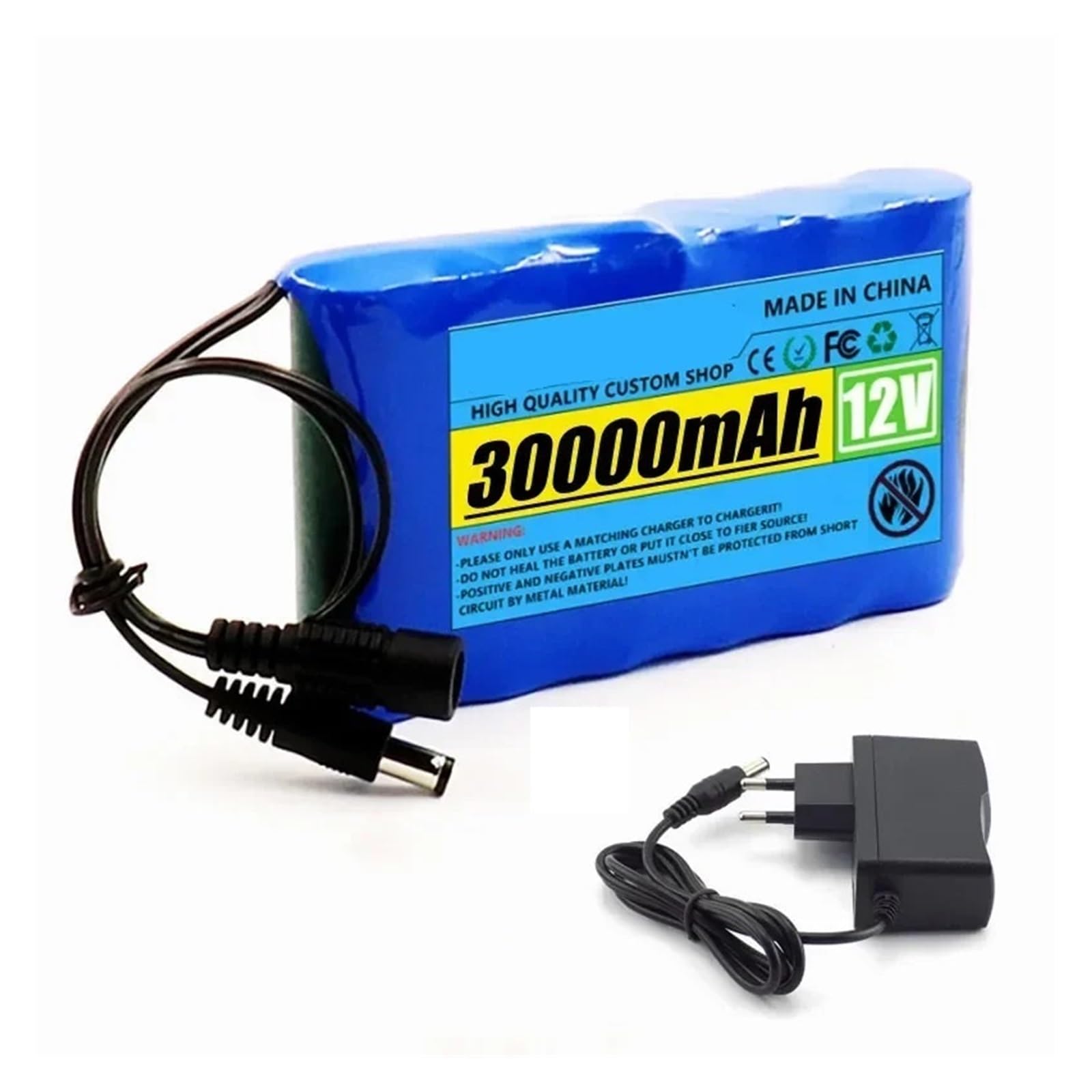 Batterie 12V 20000 mAh lithium-ion DC 12.6V pour caméra de surveillance