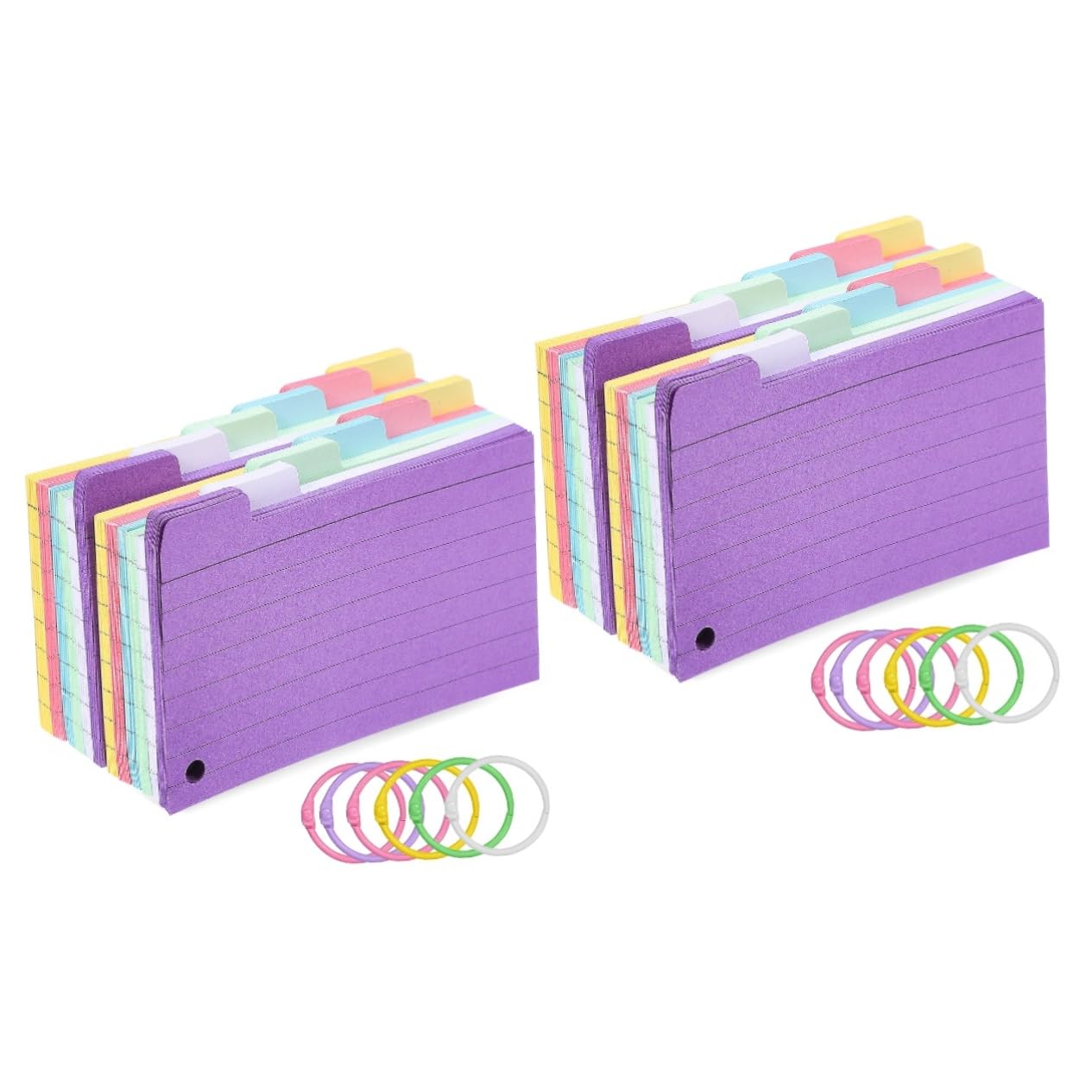 NUOBESTY 600blätter Liniert Karteikarten Mit Lochung Und Binderinge Farbige Notizkarten Für Lernen Notizen Und Projekte Ruled Flash Cards Memo Cards Für Schule Und Büro