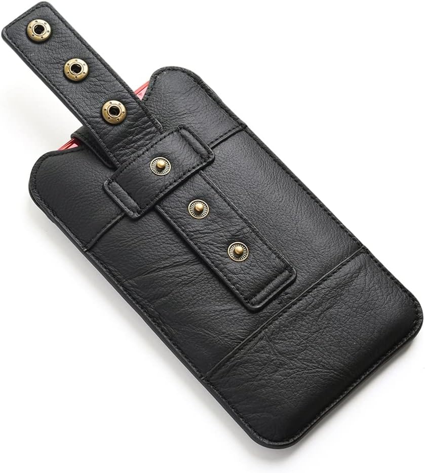 Adjustable Buckle Slim Leather Case Handbag Phone Bag Waist Belt Clip Holster (Color : Black, Size : (S) 4.7-5.2 inch) (Black (L) 6.3)