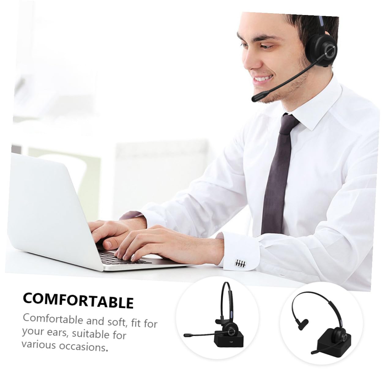Cuffie Archetto Wireless 5.0 con Riduzione Rumore Attiva, Morbide e Comode, per Fitness, Materiale Abs e Pu