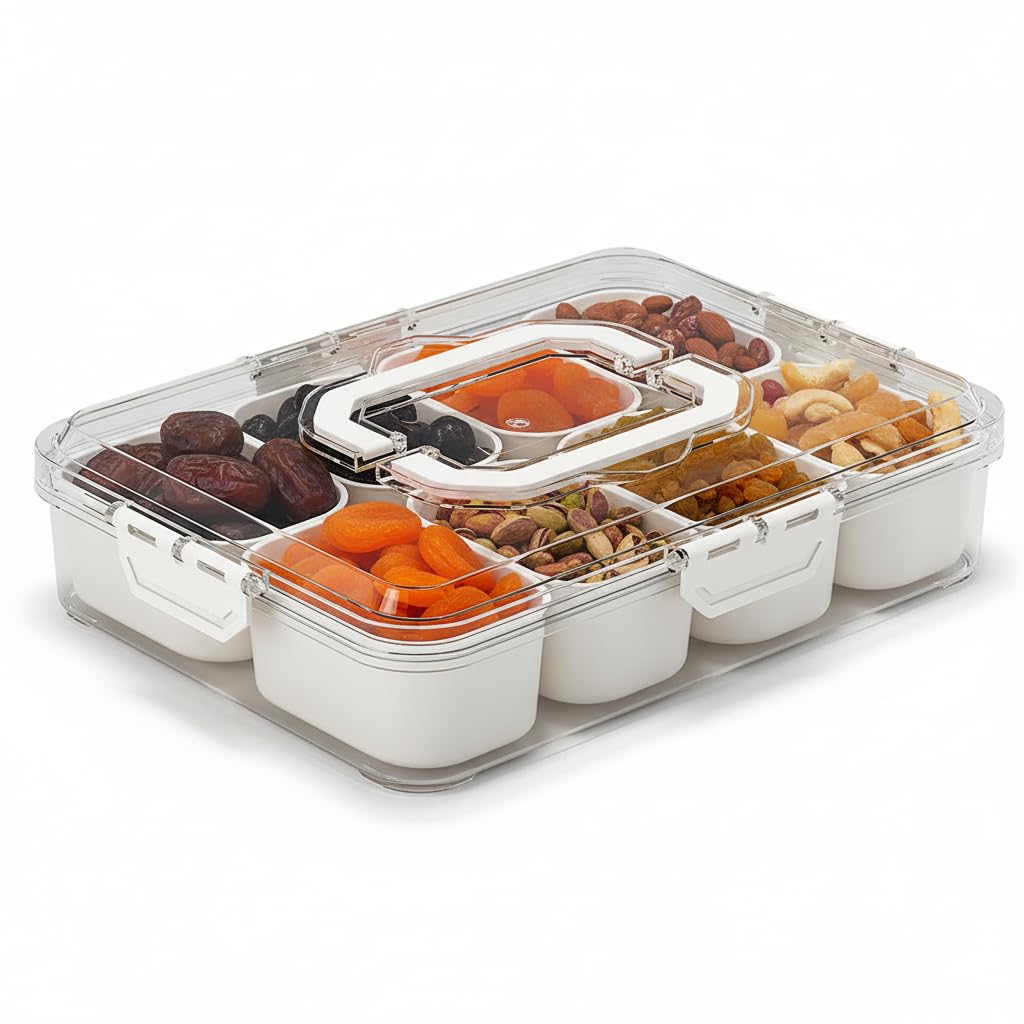 STAR WORK Airtight Snack Storage Container with Multiple Compartments – Clear Locking Food Organizer Box with Handle for Fruits, Vegetables & Dry Snacks. (SEASONING BOX, PACK OF 1)-image-38