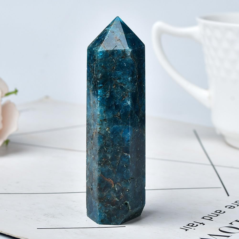 Varita de cuarzo obelisco de apatita azul oscuro de 60-70 mm para decoración