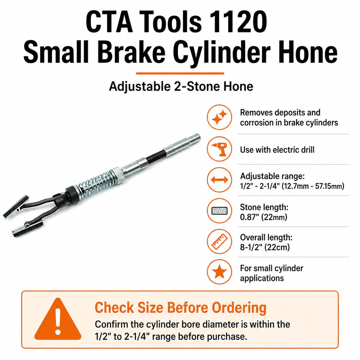 Small Brake Cylinder Hone - Remove Deposits & Corrosion -2