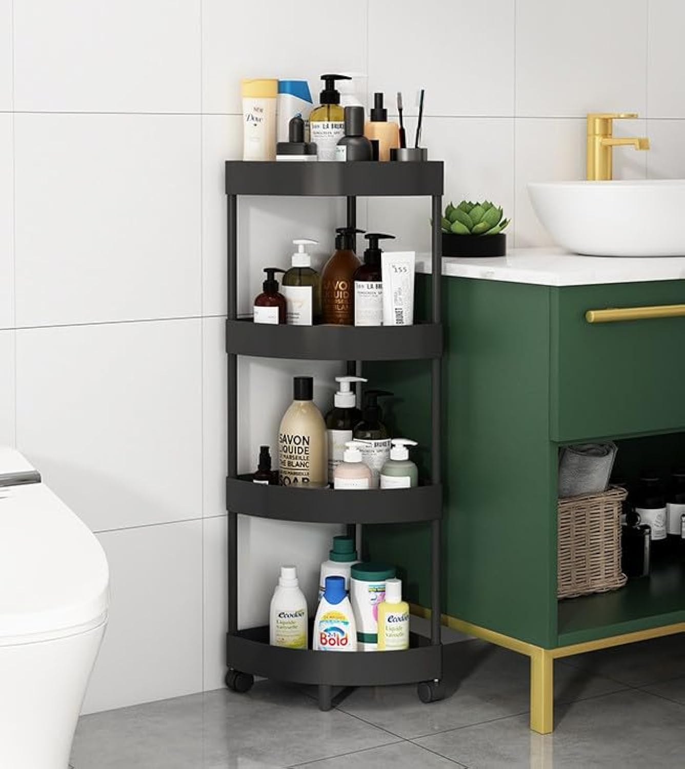 HALAYAYA Bathroom Shower Shelving Caddy Corner Shelves Bath Storage Basket Shelf Kitchen Bathroom Storage rust proof Shower Shelves (black, 4 tier)