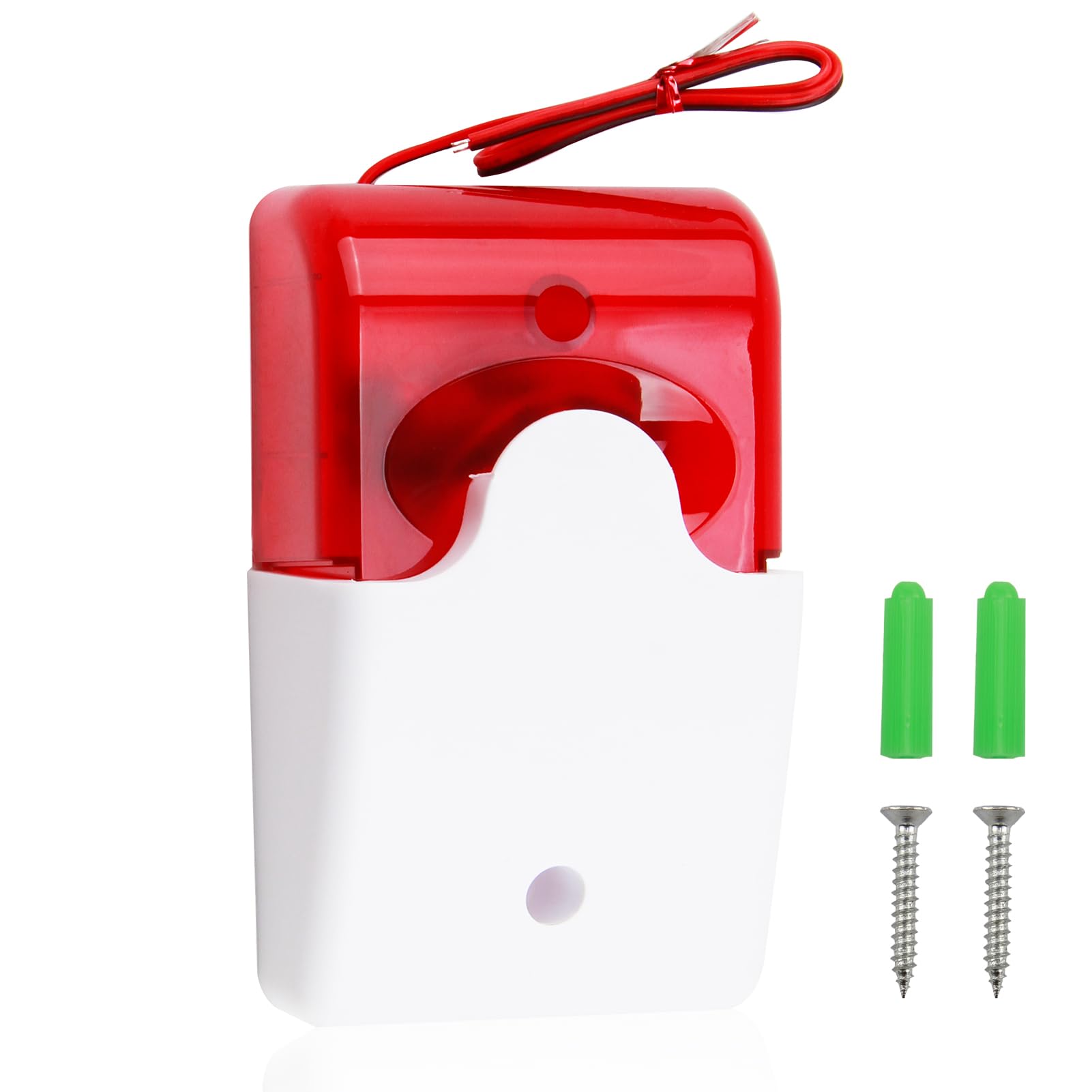 Sound Light Alarm, Strobe Siren Alarm System, Sound Alarm and with Flashing Red Light Impact Resistant, 110 dB Siren and 150 Times per Minute Flashing (220V)