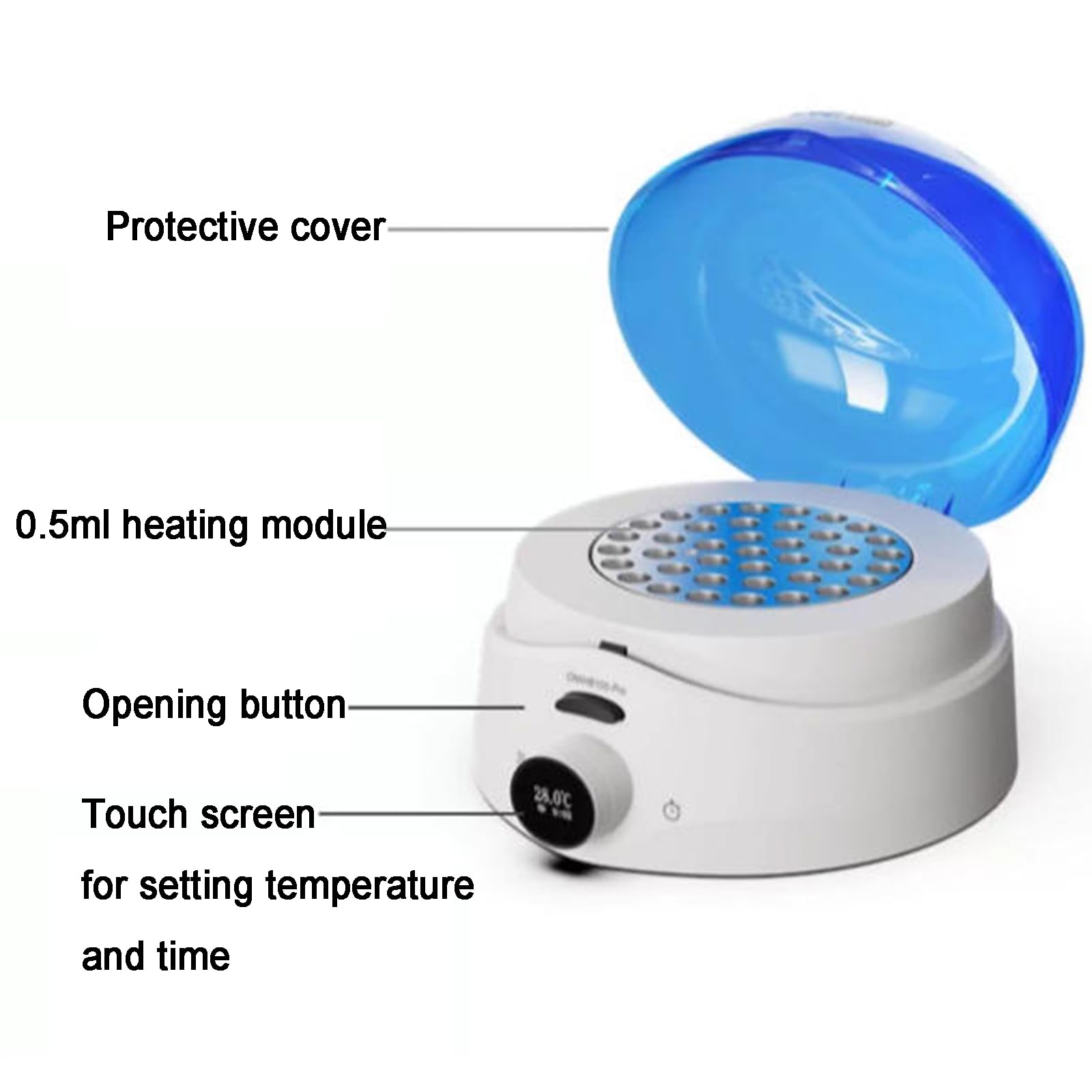 Baño María De Laboratorio, Mini Incubadora De Baño Seco, Calentador Metálico De Temperatura Constante RT-100 ℃, con Bloque Calefactor De 0,5×59 Orificios, Pantalla Táctil LED