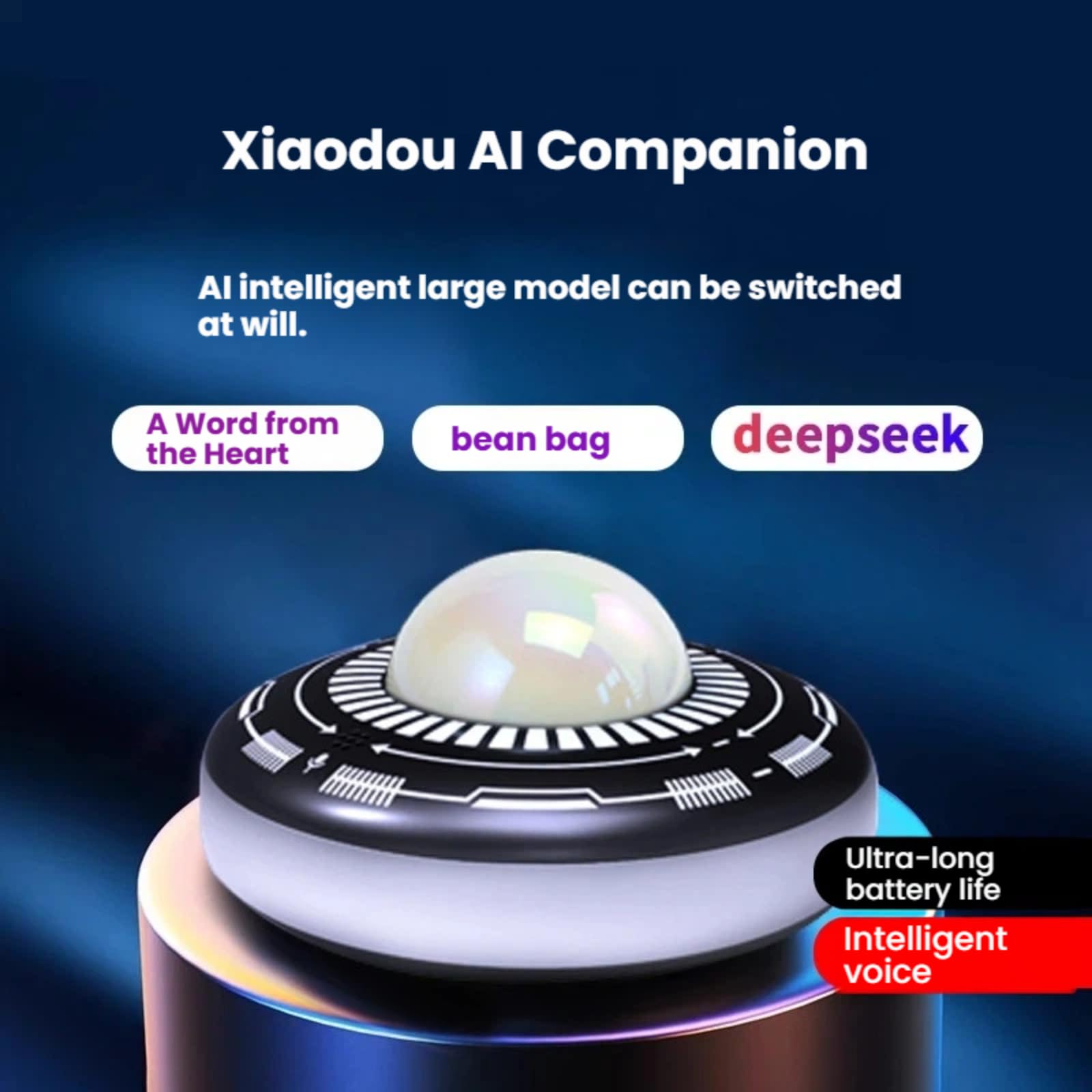 Altavoz inteligente portátil AI Companion con múltiples modelos de IA, chat de voz, luz nocturna, batería de larga duración, asistente de voz inteligente para el hogar, apoyo emocional, aprendizaje
