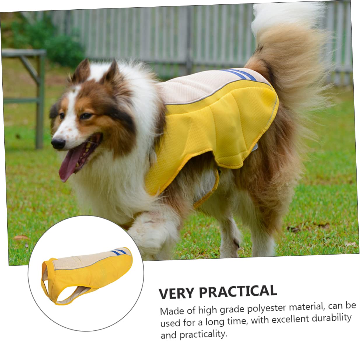 Gilet Rafraîchissant pour Chien Anti-surchauffe Jaune XL Polyester | Usage Quotidien et Défilés D’été, Pratique pour Animaux Domestiques, Coupe Adaptée aux Chiens