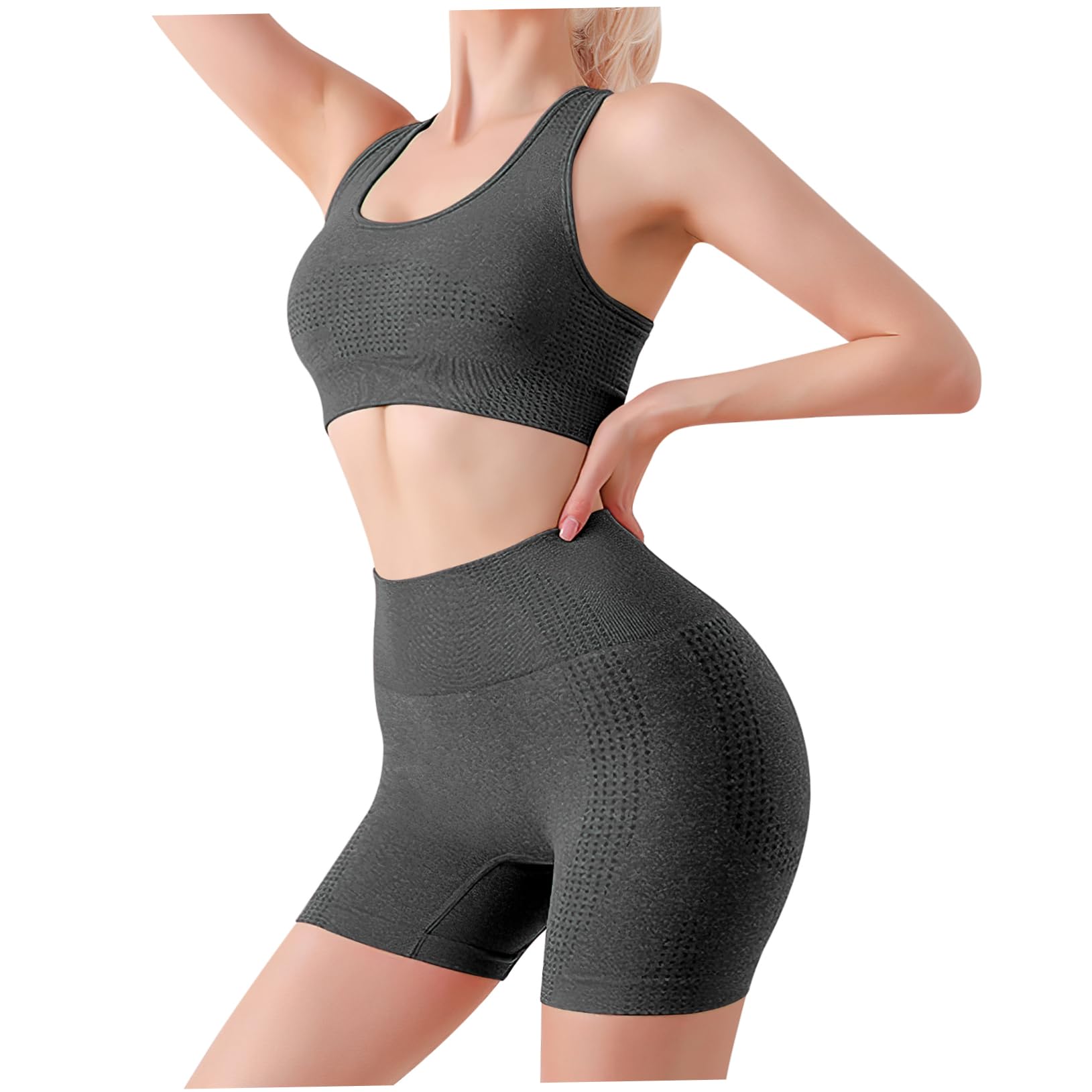 LIFKOME 1 set two piece suit yoga clothes yoga tops bra Sweatpants athletic shorts nylon Yoga Clothes Workout