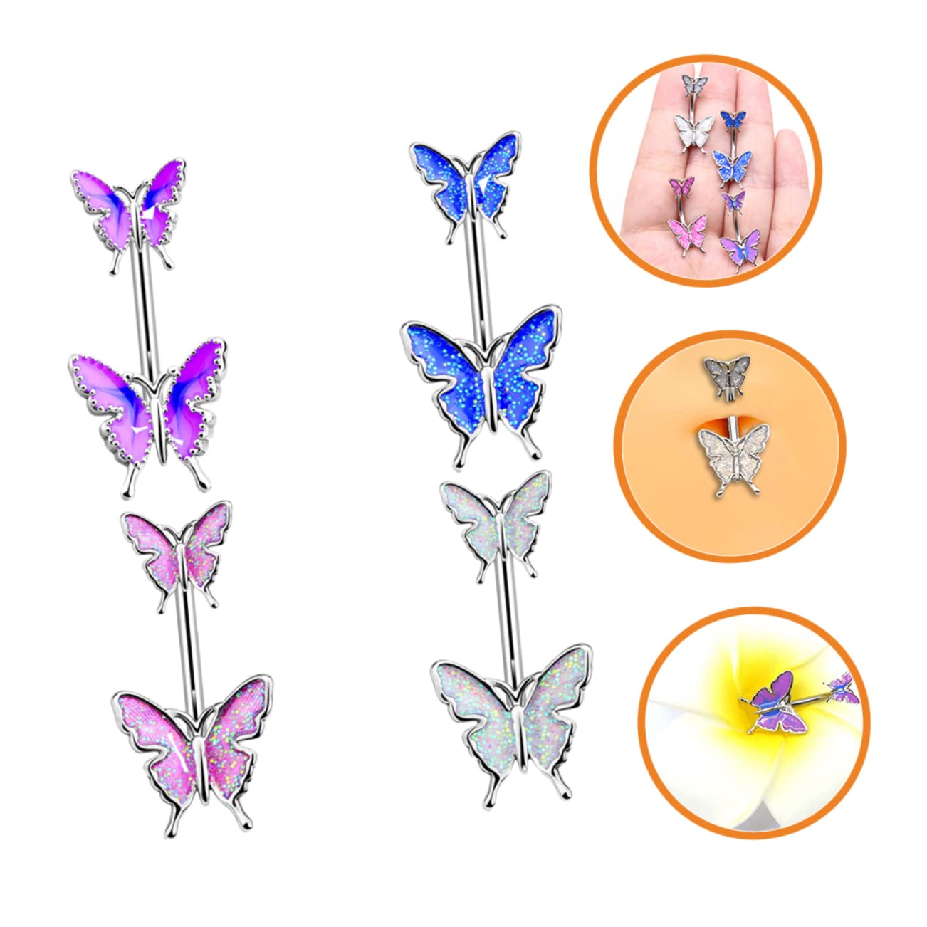 SOIMISS 12piezas Anillos De Ombligo Diseño De Para Mujeres y Niñas Joyería De Piercing De Cuerpo Morado