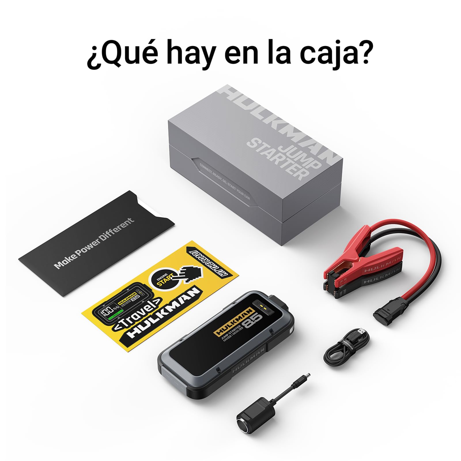 Hulkman Alpha85 Arrancador de Coches 20000mAh 2000A Arrancador de Baterías de Coche (para 8,5L de Gasolina o 6,0L de Diésel) con Linterna LED de Emergencia Impermeable 65W Carga Rápida