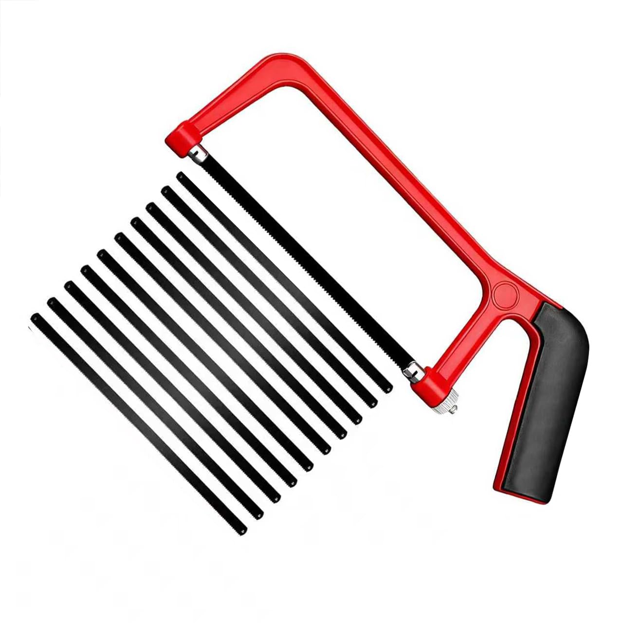 Junior Hacksaws, Adjustable Angle Mini Hacksaw with 10 Metal Cutting Blades, Heavy Duty Mini Hacksaw for Plastic, Wood, PVC, Paper Cutting, Beginners and DIY Projects