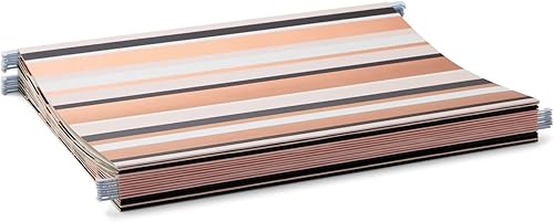 Miniatura 7 de Paquete de 12 carpetas colgantes decorativas, tamaño carta, pestañas de corte de 15, rayas de lámina de oro rosa (9.5 x 11.5 pulgadas)