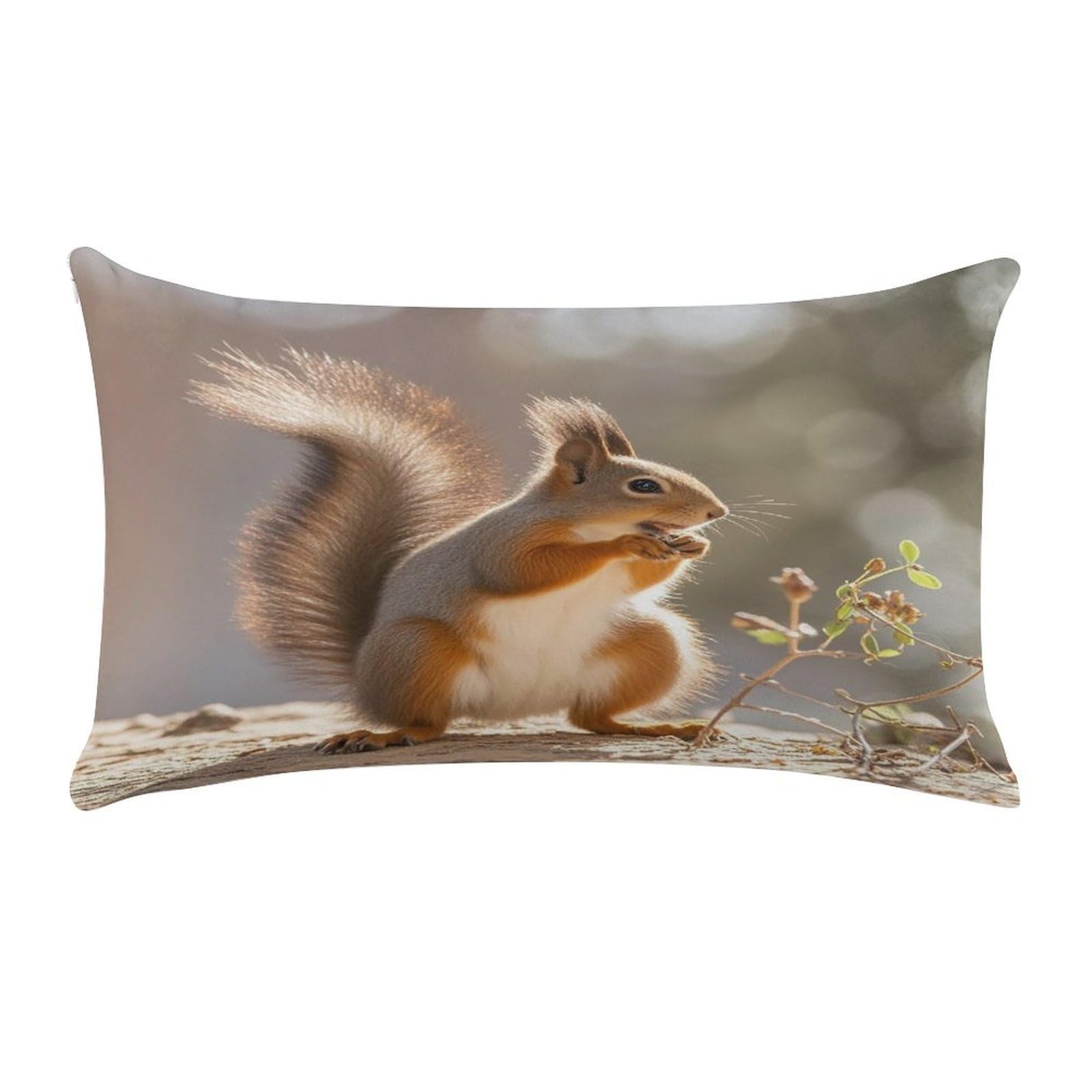 Squirrel Funny Animal Pillow Case Decorative Rectangle Throw Pillow Cover Soft Plush Pillowcase Cozy Cushion Case Modern Pillow Sham Cushion Cover for Bedroom Sofa Couch 20 X 12 Inch