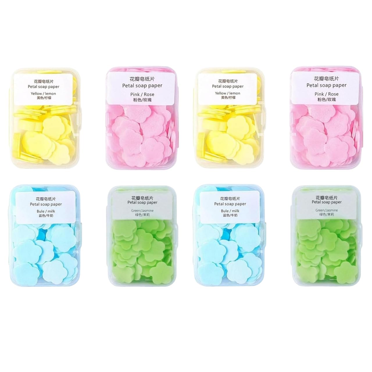 Paper Soap, 4 Different Scented Mini Fresh Portable Disposable Petal Hand Wash Sheets, Dissolvable Hand Bath Soap, Suitable for Outdoor, Travel, Camping, 8 Boxes (Approx 800 Sheets)