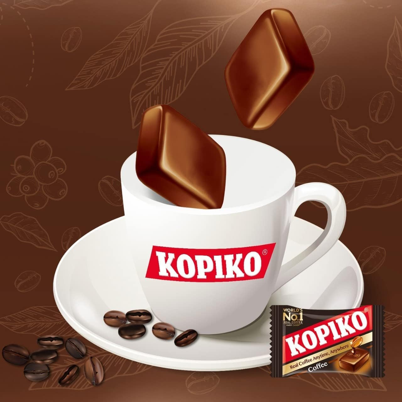 Kopiko Cappuccino Candy Bag, 140g, Coffee Flavored Candy with Creamy Cappuccino Taste, Made with Real Coffee Extract, Individually Wrapped Candy