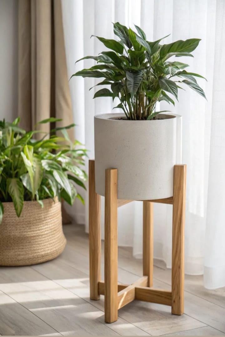 Talha Art & Craft Premium Wooden Plant Stand for Indoor & Outdoor Plants | Modern Flower Pot Holder | Handmade Wooden Planter Stand | Decorative Plant Pot Display Stand for Living Room, Balcony, Garden, Patio, Office & Home Décor-image-26