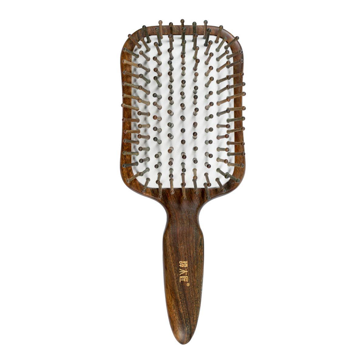 TAN MUJIANG Natural Wooden Paddle Hair Brush- Eco-Friendly 100% Wood Detangling Hairbrush for Women Men and Kids - Reduce Frizz and Massage Scalp