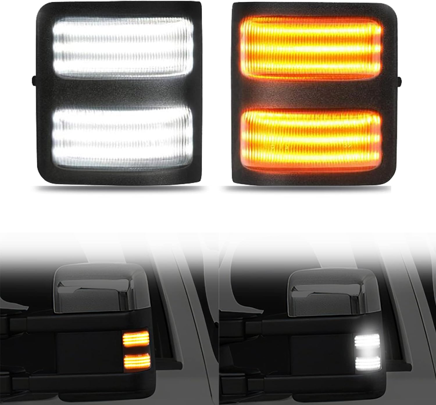 2x F250 Switchback Side Mirror Lights Turn Signals Running Light ,Sequential Smoked Mirror Lights For F-250 F-350 F-450 F-550 Super Duty 2008-2016 ...