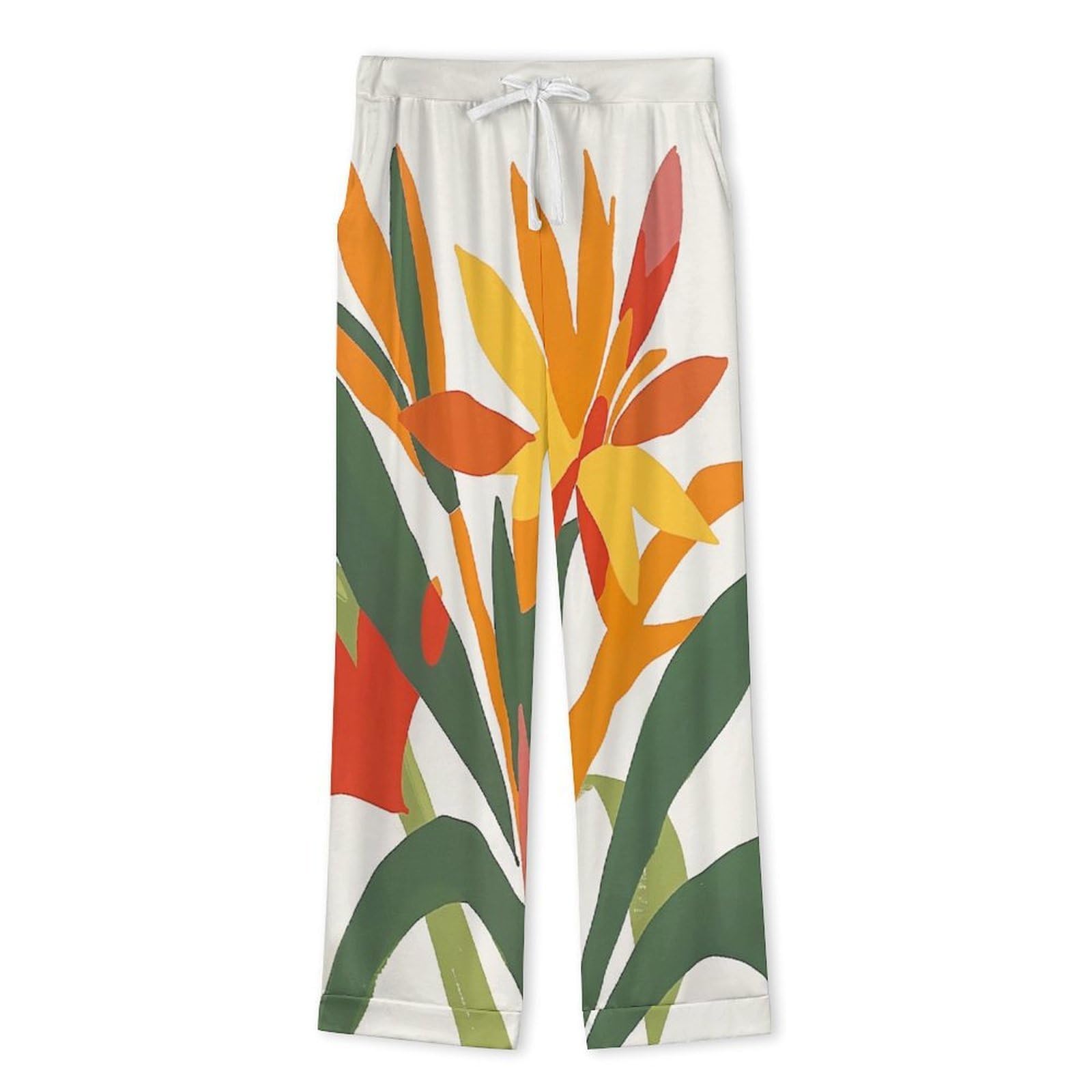 OLEETS Completo Pigiama da Uomo - Fiori D'Arancio Pigiama Invernale Pantaloni Top Caldo Autunnale Traspirante Morbido 2 Pezzi Casual Ampio
