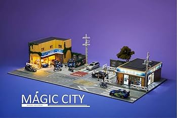 リピーター専用✨鉄道✨SPハイクオリティジオラマ✨特別オーダー製作✨台座セット❗ Amazon | 1/64 Magic City ジオラマ スバル修理場 ローソン