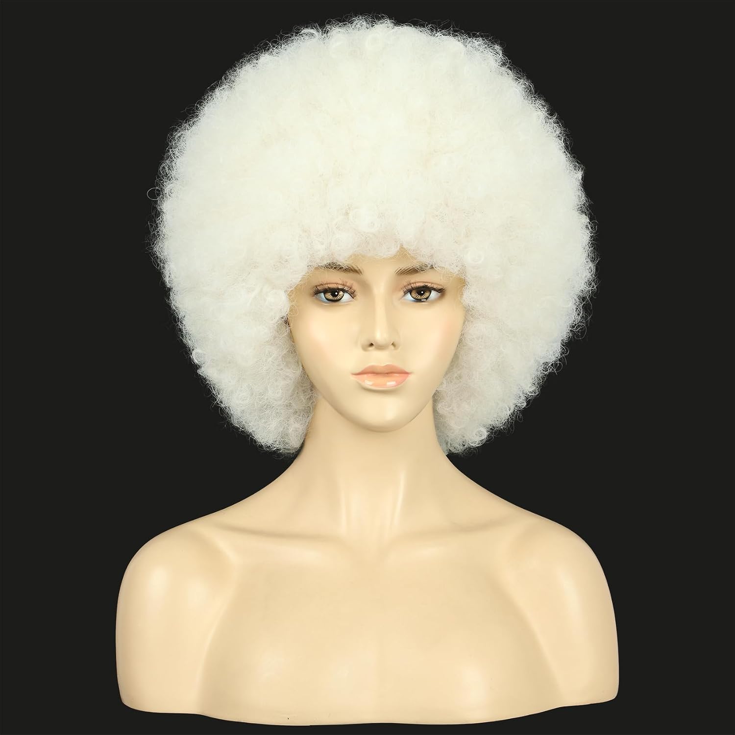 VGbeaty Men Women Short Curly Platinum Blonde Wig | 70s 80s Afro Rocker Disco Wig for California Halloween Hippie Party Cosplay Costume Party