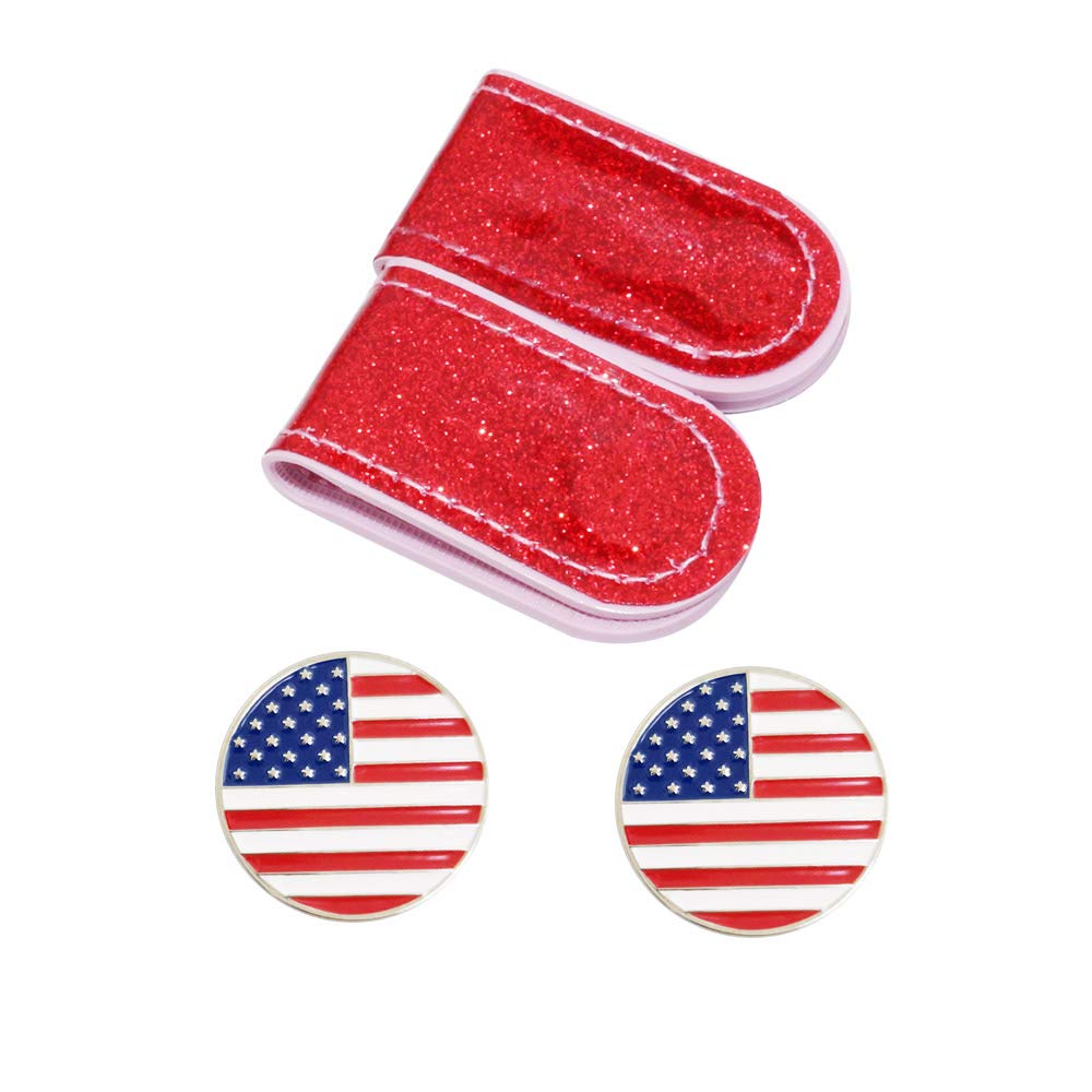 GOLTERS Glitering PVC Golf Hat Clip with Ball Marker (2 Hat Clip and Golf Ball Markers)