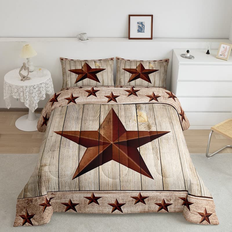 Rustic Texas Star Down Comforter Western Texas Comforter Set for Boys Girls  Children Rustic Wood Grain Bedding Set Farmhouse Duvet Insert/Quilt Set