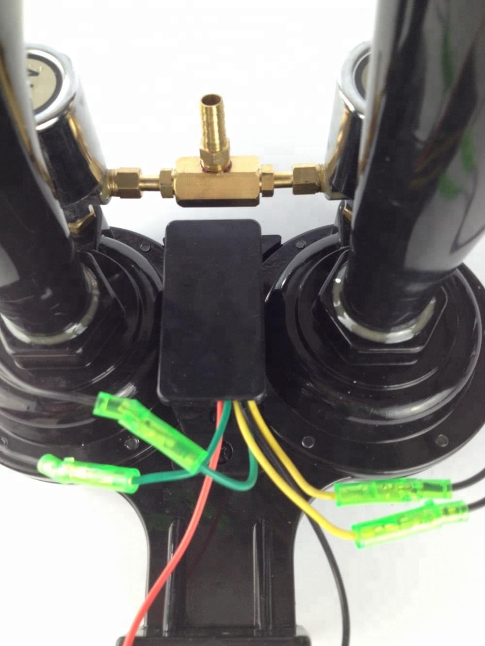 Klaxon à Air Double Trompe Noir 12V 24V 170dB Supert Fort Pneumatique Pour Camion Train TGV Bateau Tracteur