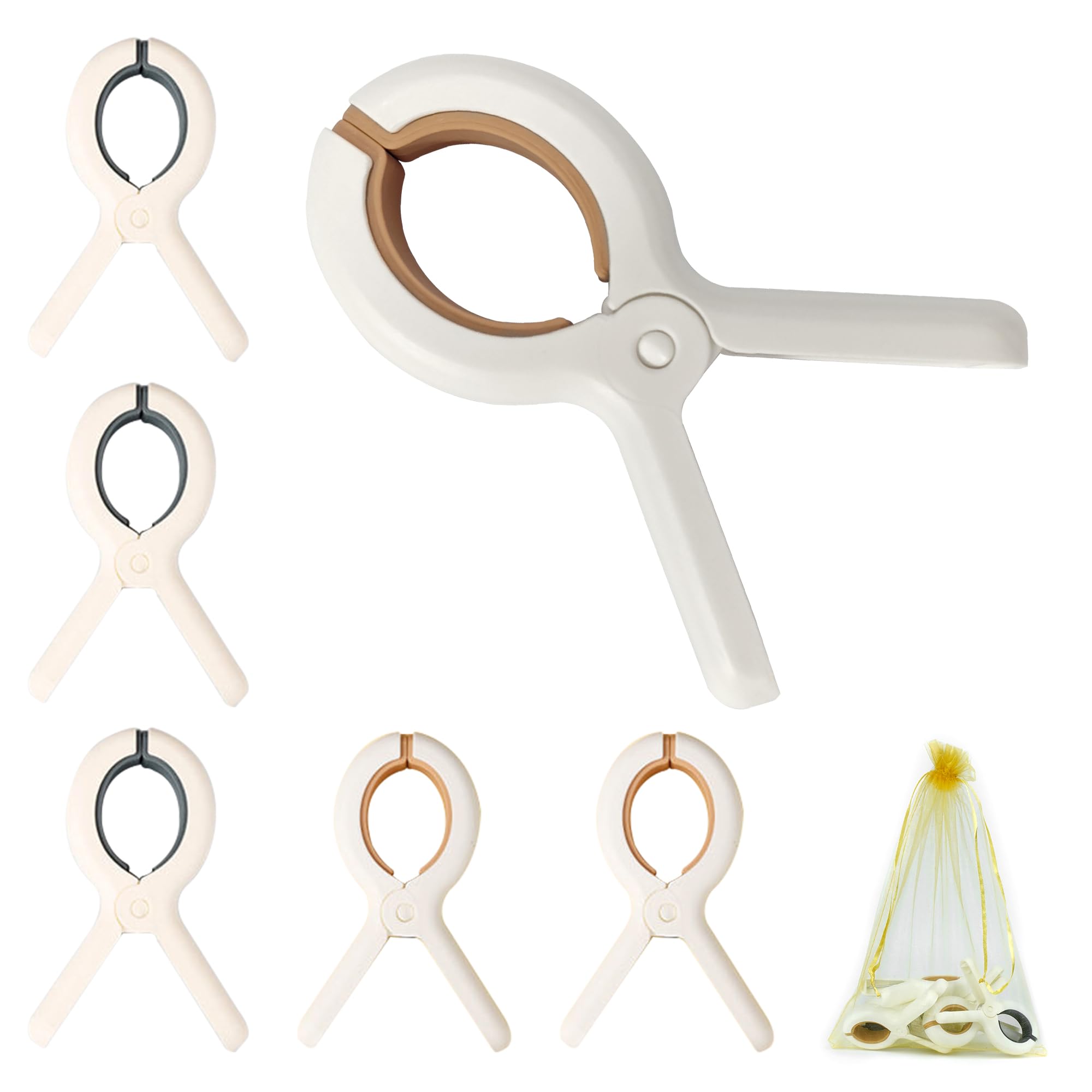 hadioBeach Towel Clip 6 pcs - Sunbed Clips & Towel Pegs for Loungers, Large Pegs for a Secure Hold, Large Strong Grip Clothes Pegs-Wind-Resistant Design,Towel Pegs for Beach, Garden, Pool