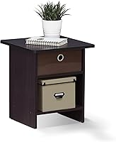 Vista 165 de Furinno- Colección Andrey- Mesa auxiliar, estación de carga con puerto USB y puerto tipo C c/compartimento de almacenamiento, 15.55 pulg ancho x