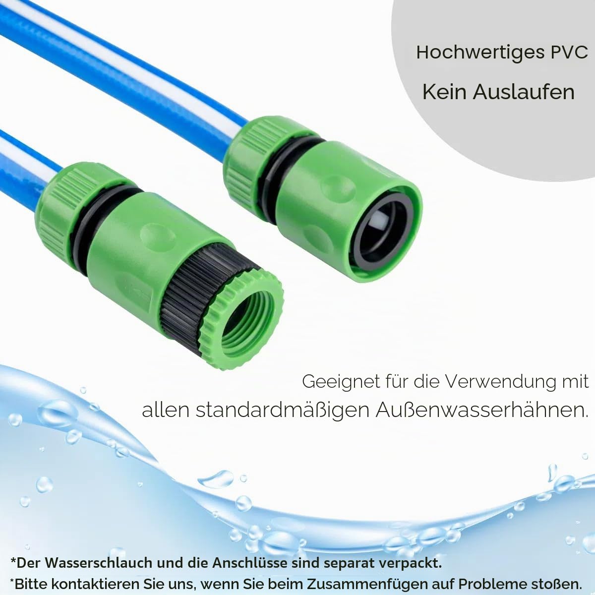 Lebensmittelechter Wasserschlauch, 5 Meter, mit Schlauchverbinder-Set, für Trinkwasser, Wohnwagen, Campingbusse und Wohnmobile, 12 mm ID (1/2 Zoll) x 16 mm Außendurchmesser