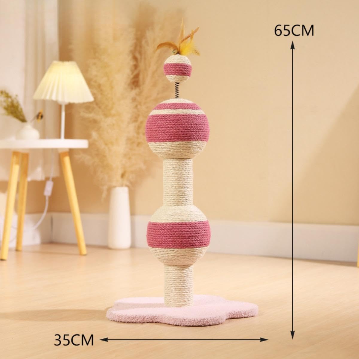 Tiragraffi per gatti dalla forma, realizzato in sisal con | esperienza di graffiatura al chiuso, alto e stabile, con dimensioni di 35 cm x 35 cm x 65 /13,78 pollici 13,78 pollici 25,59