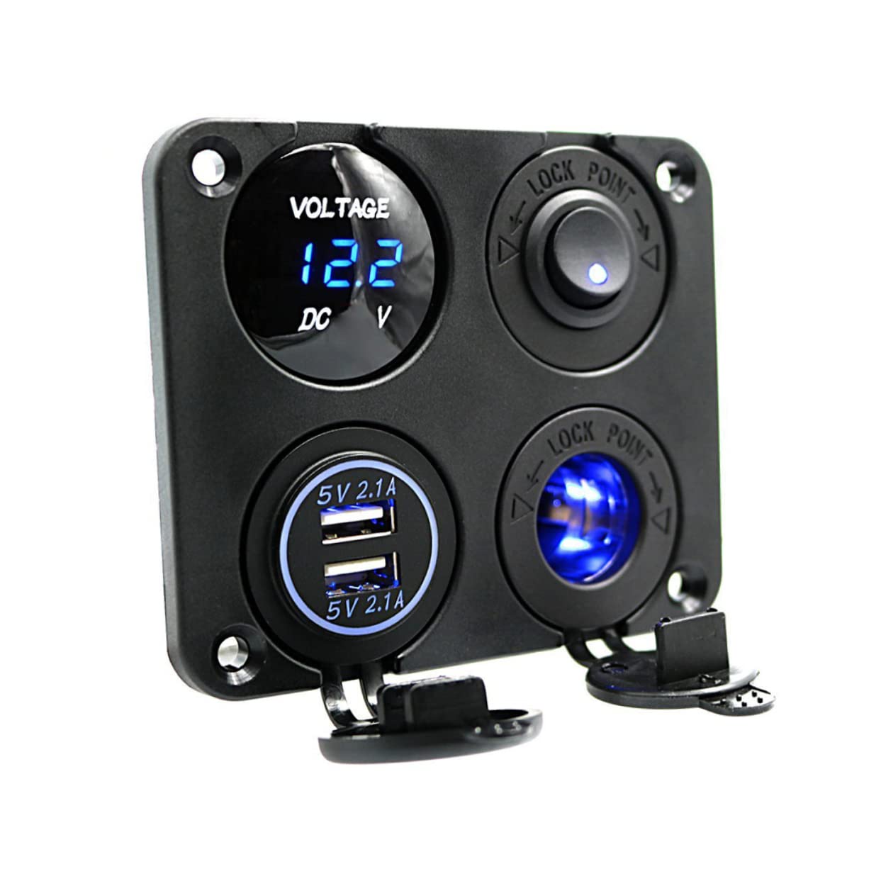 Gatuida Voltmetro USB 3 Pezzi 4 1 Presa Auto Accendisigari Auto Interruttore Dell'auto Presa Di Ricarica Usb Presa Per Caricabatteria Da Auto Caricabatterie Voltmetro