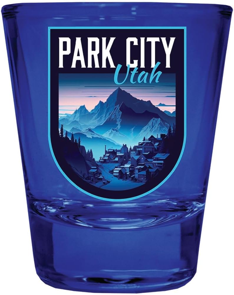 Vaso Tequilero Park City Utah Diseño Souvenir 2 oz Azul - R and R Imports