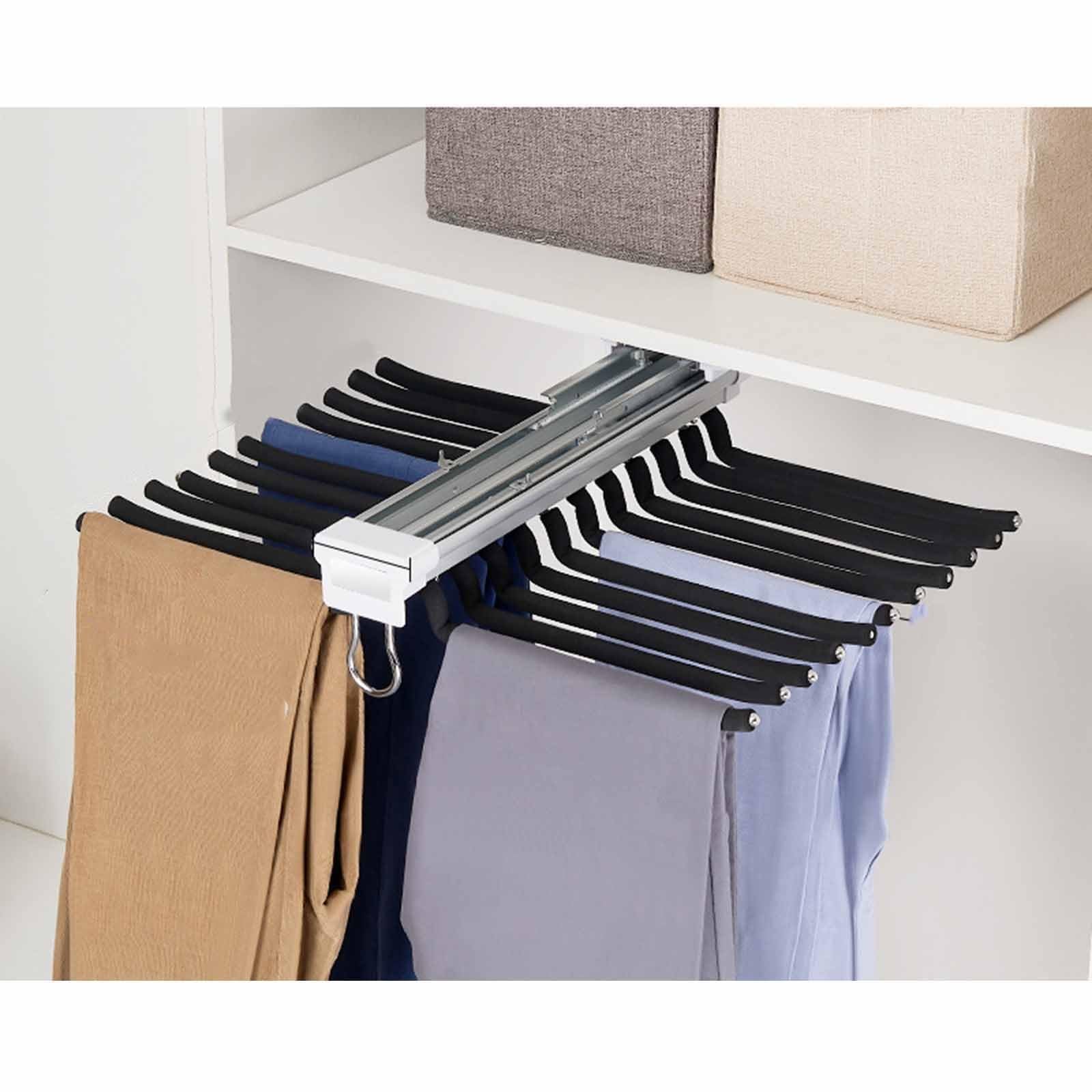 Porte-pantalons coulissant extensible pour dressing et organisation de placard