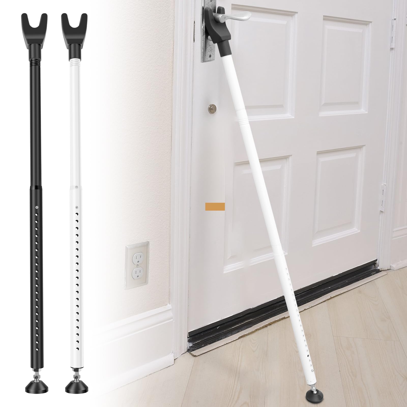 2pcs Door Security Bar 44-55 Inch Adjustable Door Stopper Removable Sliding Patio Doors Safety Brace Window Jammer Bar for Home, Hotel, Apartment, Travel(Black+White)